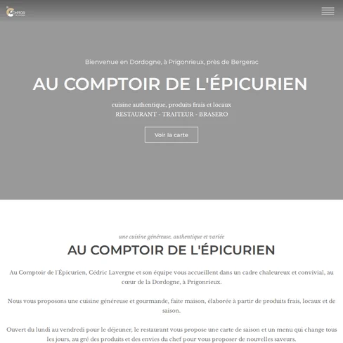 Site internet Au Comptoir de l'Épicurien créé par Turing Web