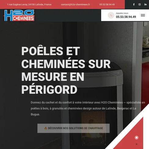 Site internet H2O Cheminées créé par Turing Web