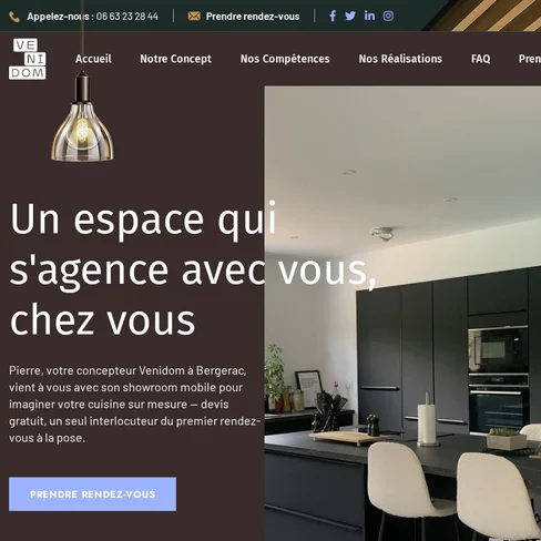 Site internet Venidom Bergerac créé par Turing Web